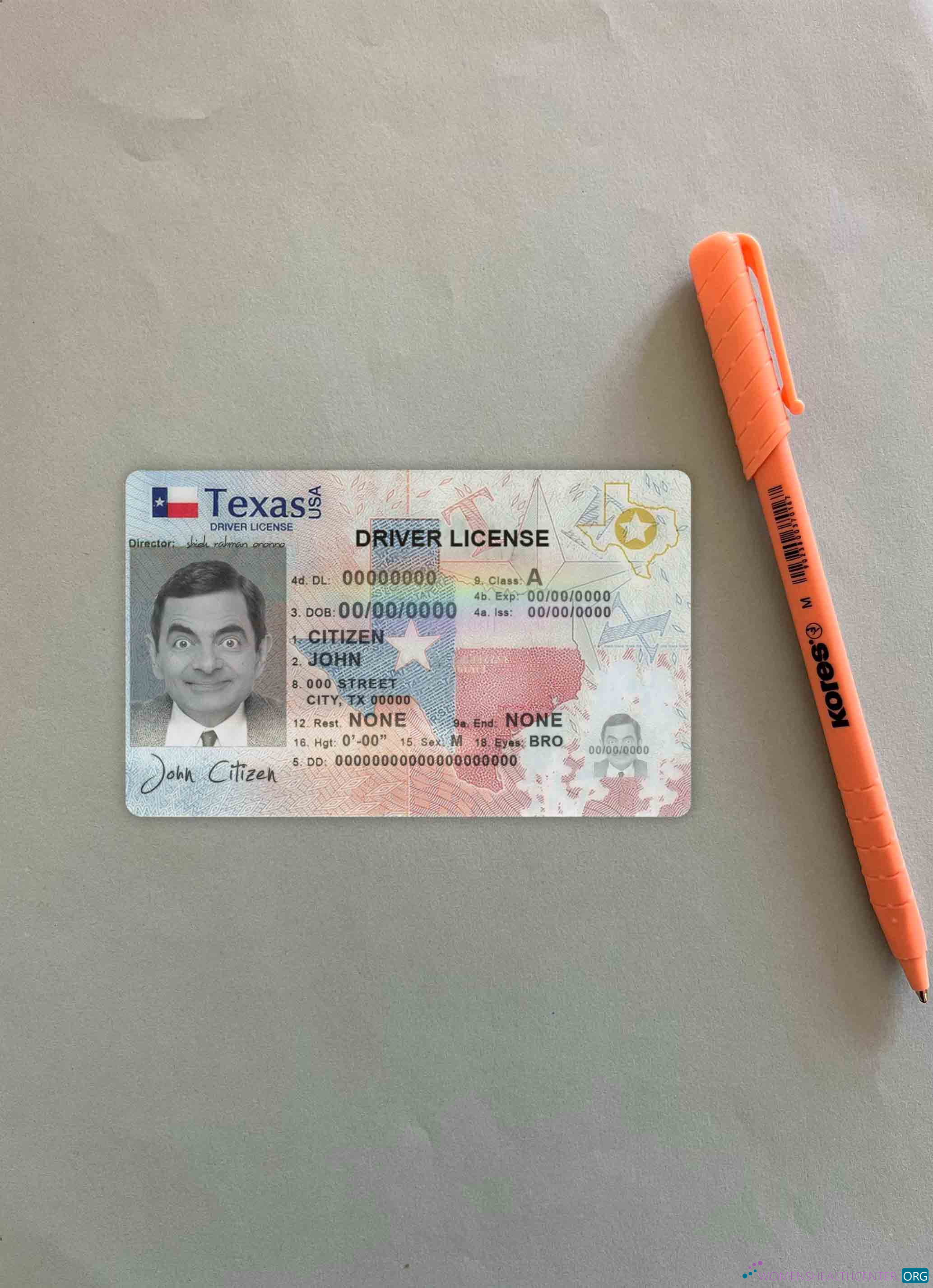 USA Texas driving license template in PSD format, fully editable (2020 – present) photolook FRONT